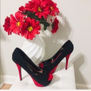 💥New Liliana Black and Red Peep Toe Heels